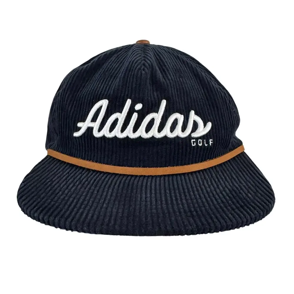 Adidas Corduroy Leather Five-Panel Rope Hat Navy Blue